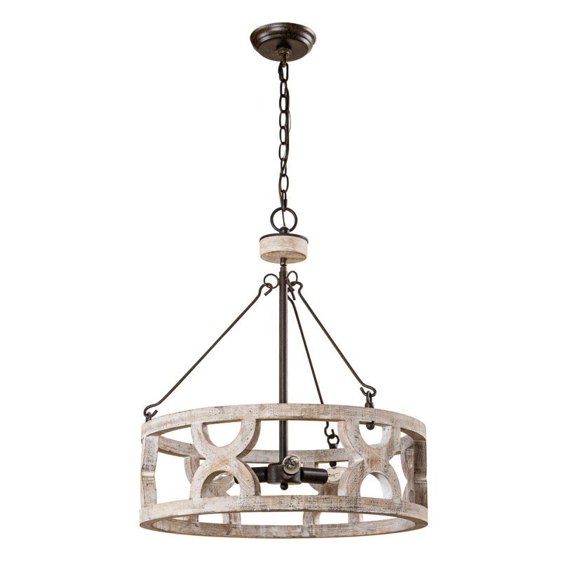 Chokio 3 - Light Distressed White Drum Chandelier - FCHF CITY