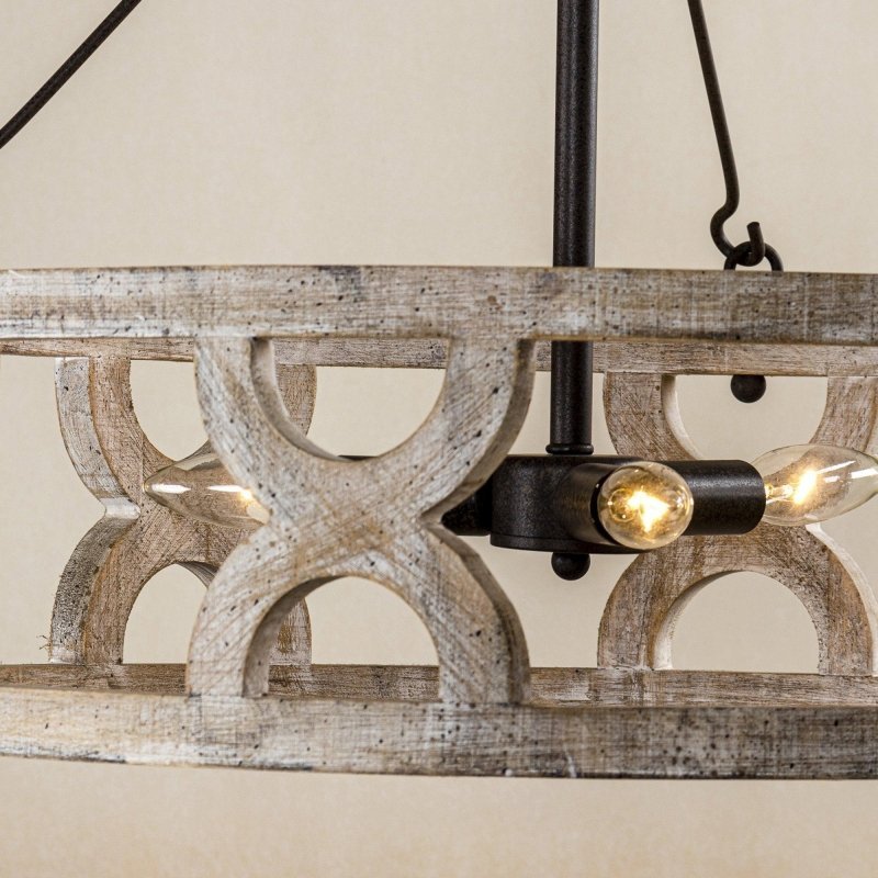 Chokio 3 - Light Distressed White Drum Chandelier - FCHF CITY