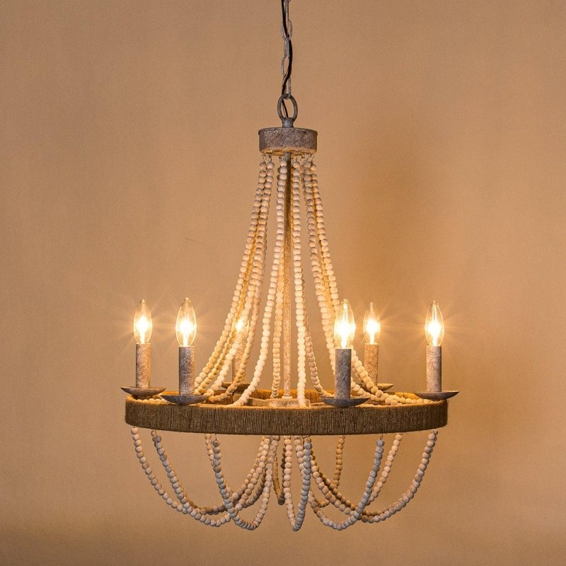 Chokio 6 - Light Wood Bead Chandelier - FCHF CITY