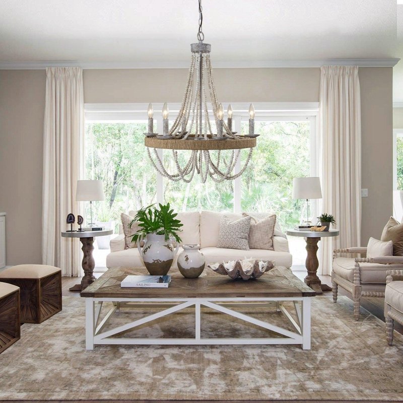Chokio 6 - Light Wood Bead Chandelier - FCHF CITY