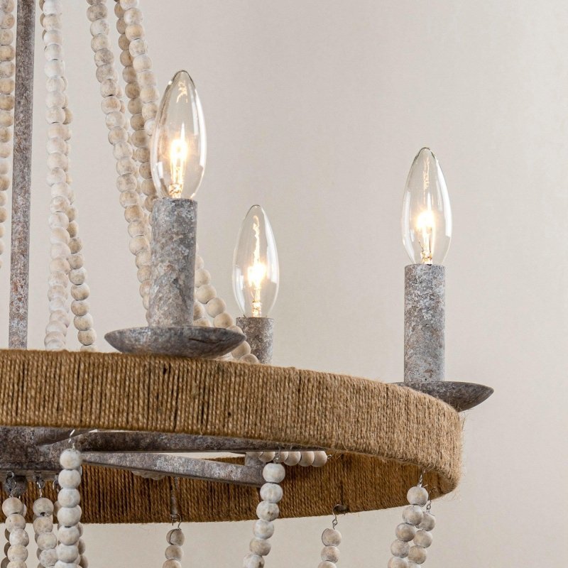 Chokio 6 - Light Wood Bead Chandelier - FCHF CITY