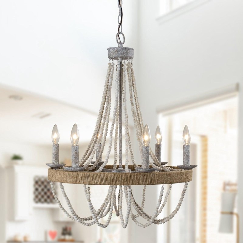 Chokio 6 - Light Wood Bead Chandelier - FCHF CITY