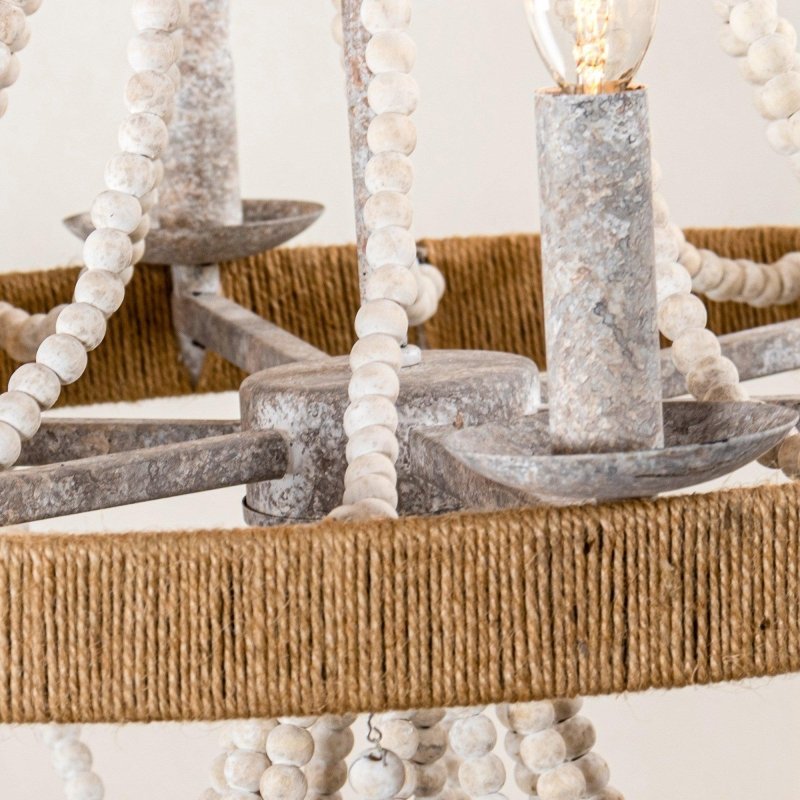 Chokio 6 - Light Wood Bead Chandelier - FCHF CITY
