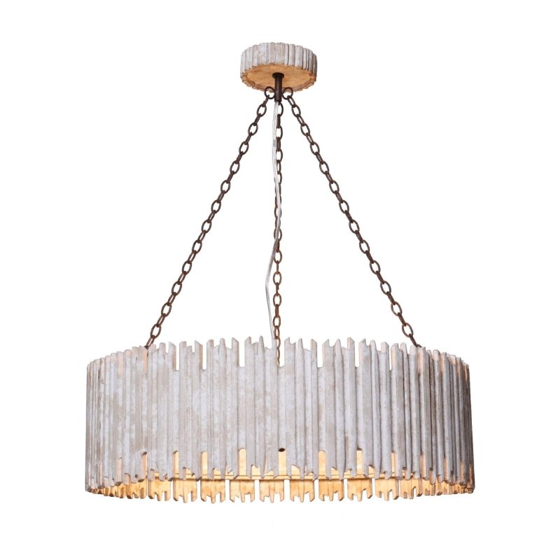 Chouinard 3 - Light Natural Wooden Drum Chandelier - FCHF CITY