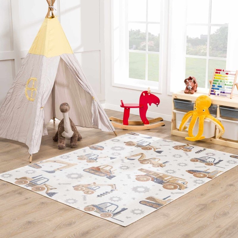 Construction Trucks Washable Kids Rug - FCHF CITY