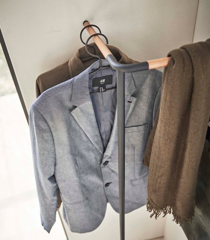 Corner Leaning Coat Hanger (63" H) - Steel + Wood - FCHF CITY