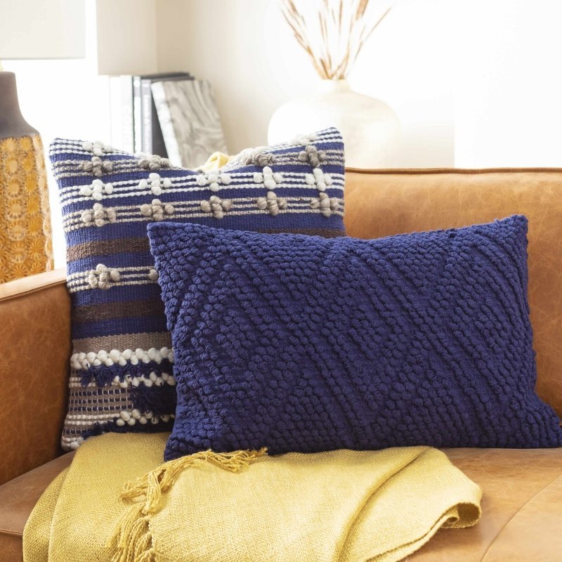 Dizney Navy Handwoven Lumbar Pillow - FCHF CITY