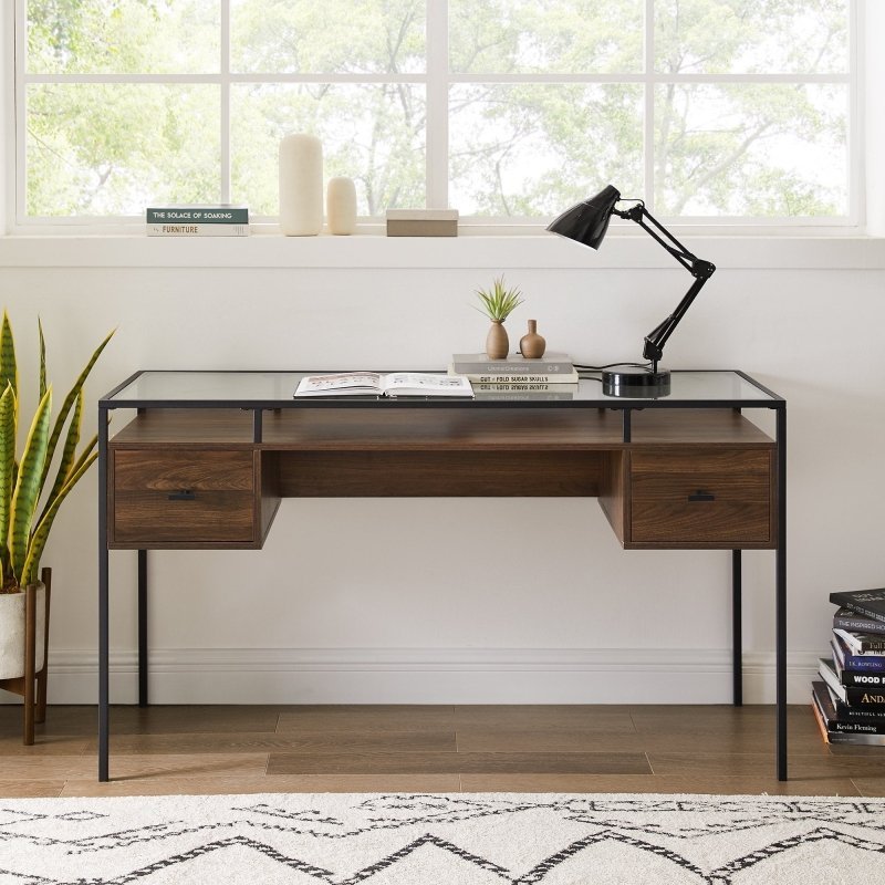 Elgin Glass Top Writing Desk - FCHF CITY