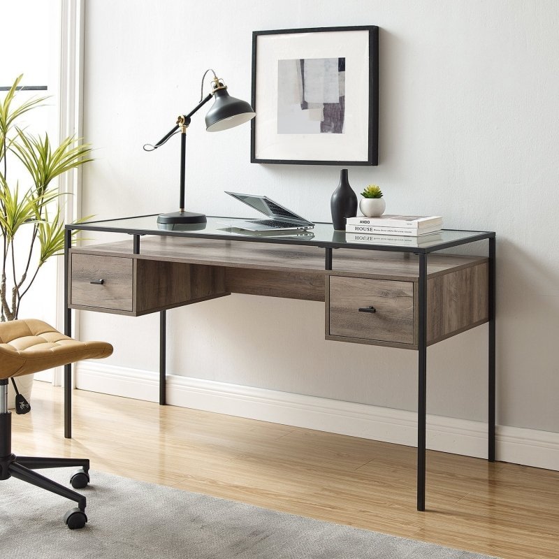Elgin Glass Top Writing Desk - FCHF CITY