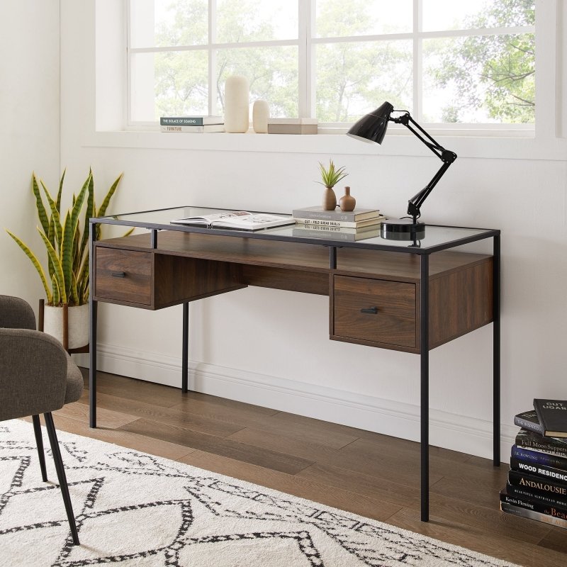 Elgin Glass Top Writing Desk - FCHF CITY