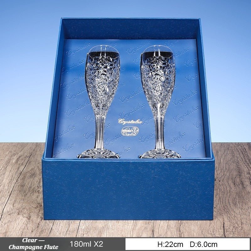 Embossed Crystal Champagne Flutes, 180ml Gift‑Set - FCHF CITY