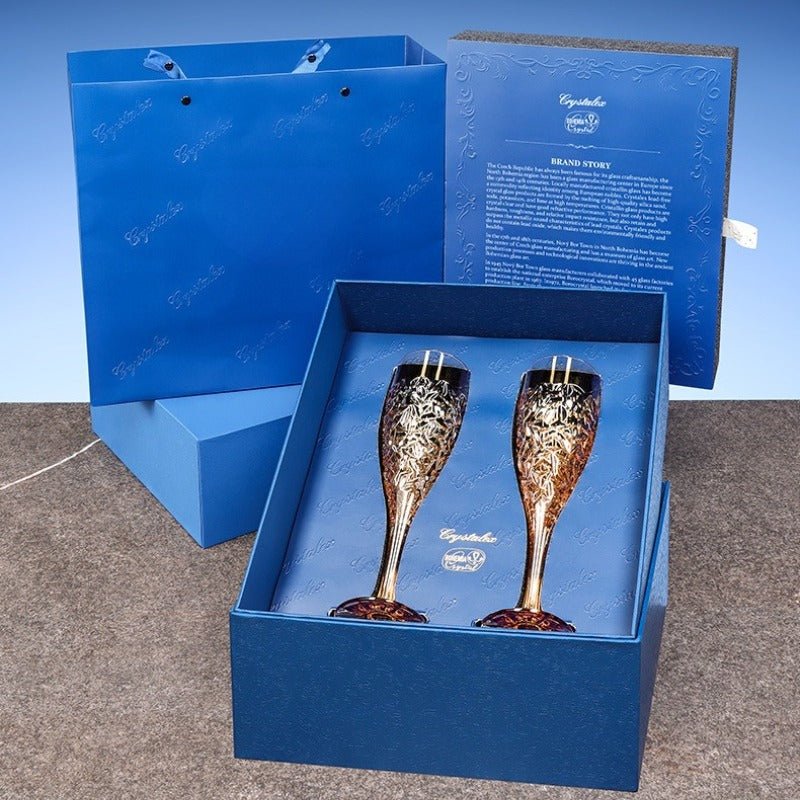Embossed Crystal Champagne Flutes, 180ml Gift‑Set - FCHF CITY