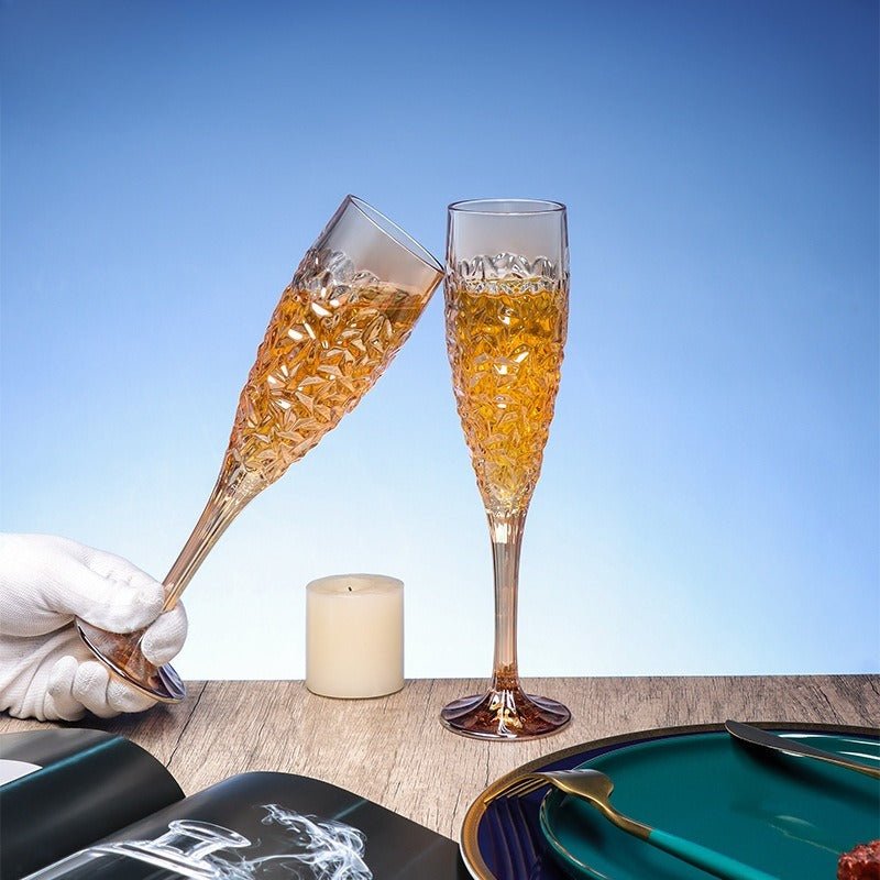 Embossed Crystal Champagne Flutes, 180ml Gift‑Set - FCHF CITY