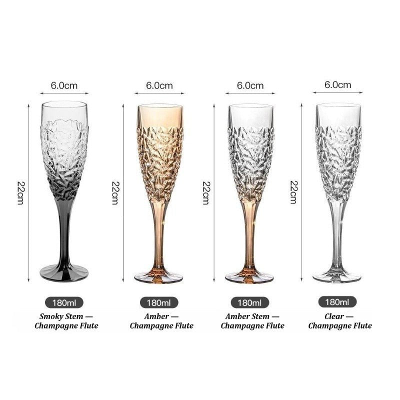 Embossed Crystal Champagne Flutes, 180ml Gift‑Set - FCHF CITY