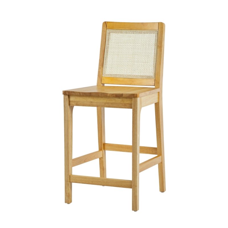 Emmeline Rattan Wood Bar Stool, Set of 2 - FCHF CITY