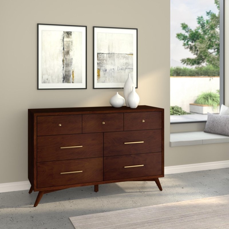 Alpine Furniture Flynn Walnut 7 Drawer Dresser Alpine Furniture Flynn Walnut 7 Drawer Dresser