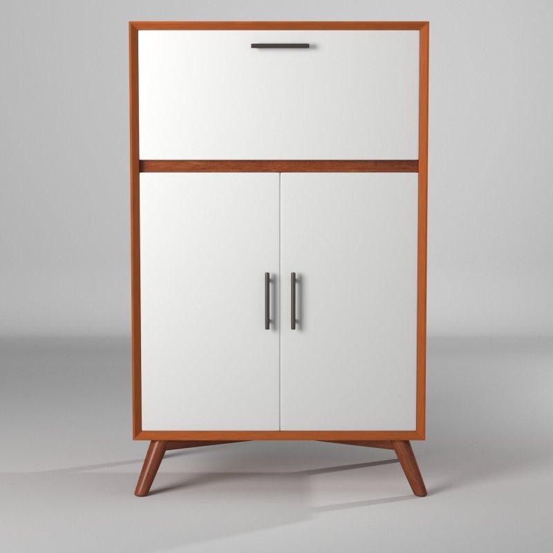 Flynn Large Bar Cabinet, Acorn/White - FCHF CITY