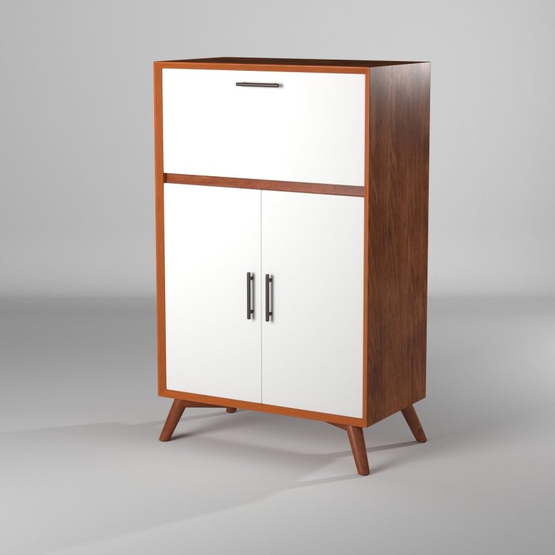 Flynn Large Bar Cabinet, Acorn/White - FCHF CITY