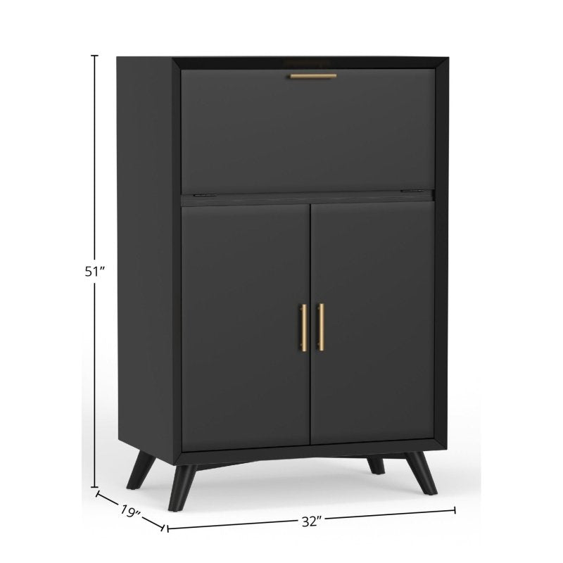 Flynn Large Bar Cabinet, Black - FCHF CITY