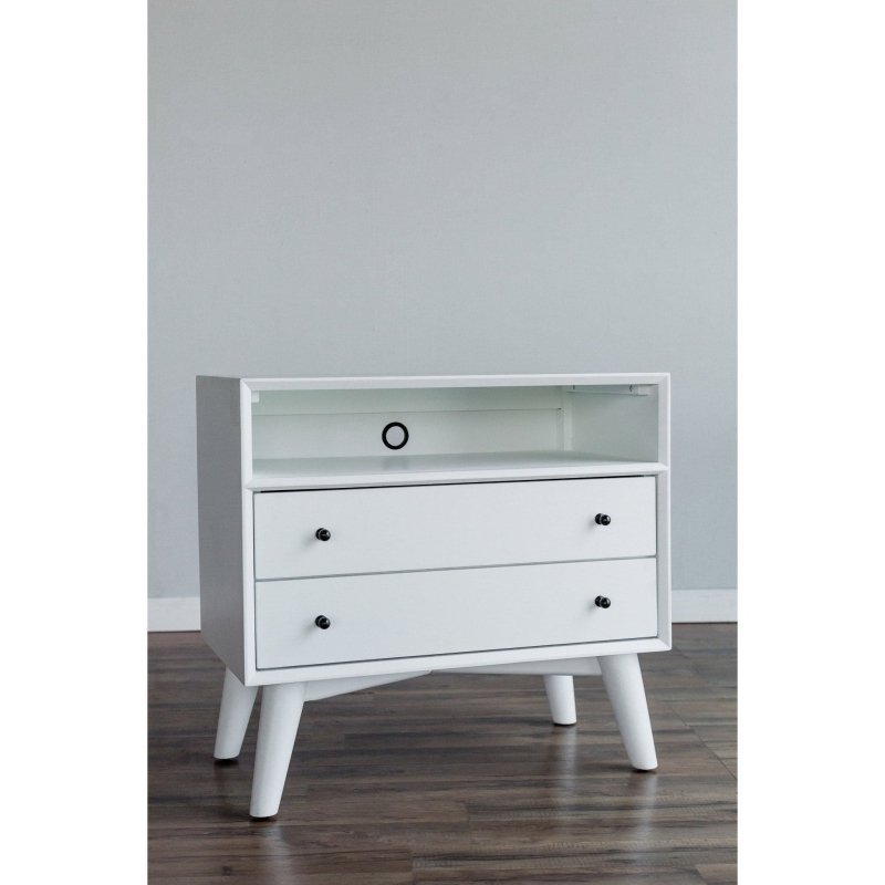 Flynn Large Nightstand, White - FCHF CITY