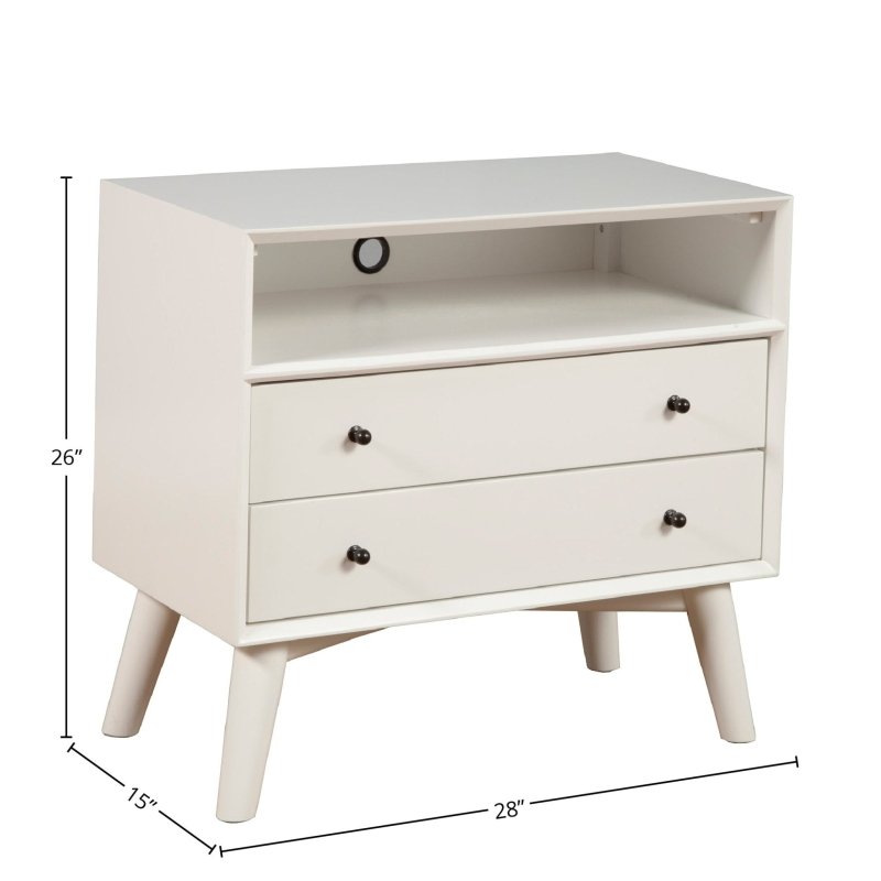 Flynn Large Nightstand, White - FCHF CITY