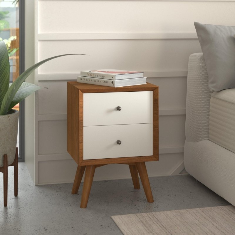 Flynn Nightstand, Acorn/White - FCHF CITY