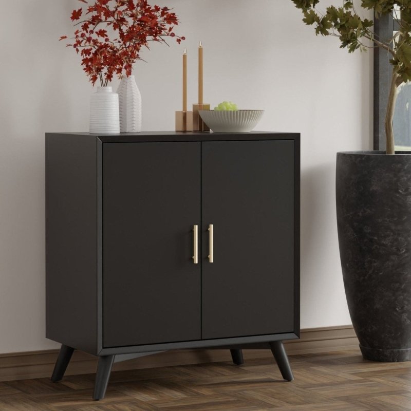 Flynn Small Bar Cabinet, Black - FCHF CITY