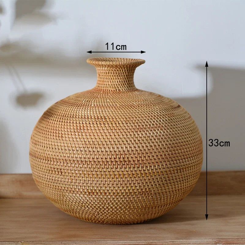 Hand - crafted Rattan Flower Vase - FCHF CITY