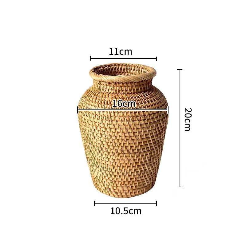 Hand - crafted Rattan Flower Vase - FCHF CITY