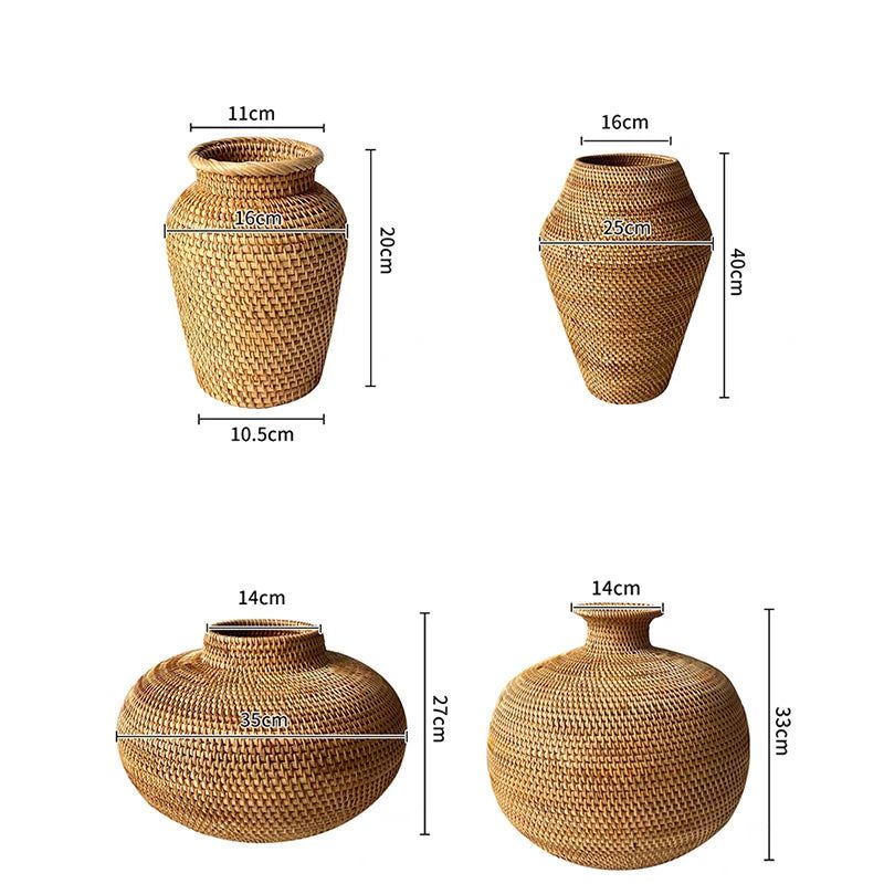 Hand - crafted Rattan Flower Vase - FCHF CITY