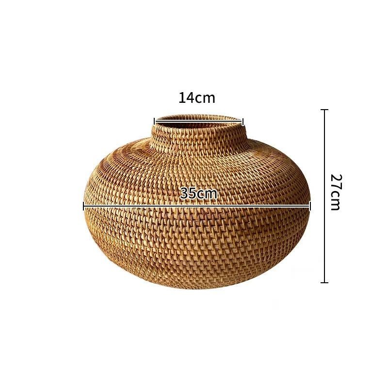 Hand - crafted Rattan Flower Vase - FCHF CITY