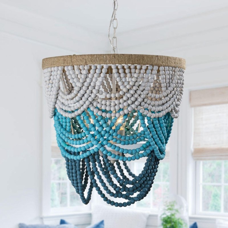 Hatfield 4 - Light Bohemia Style Wood Beaded Chandelier - FCHF CITY