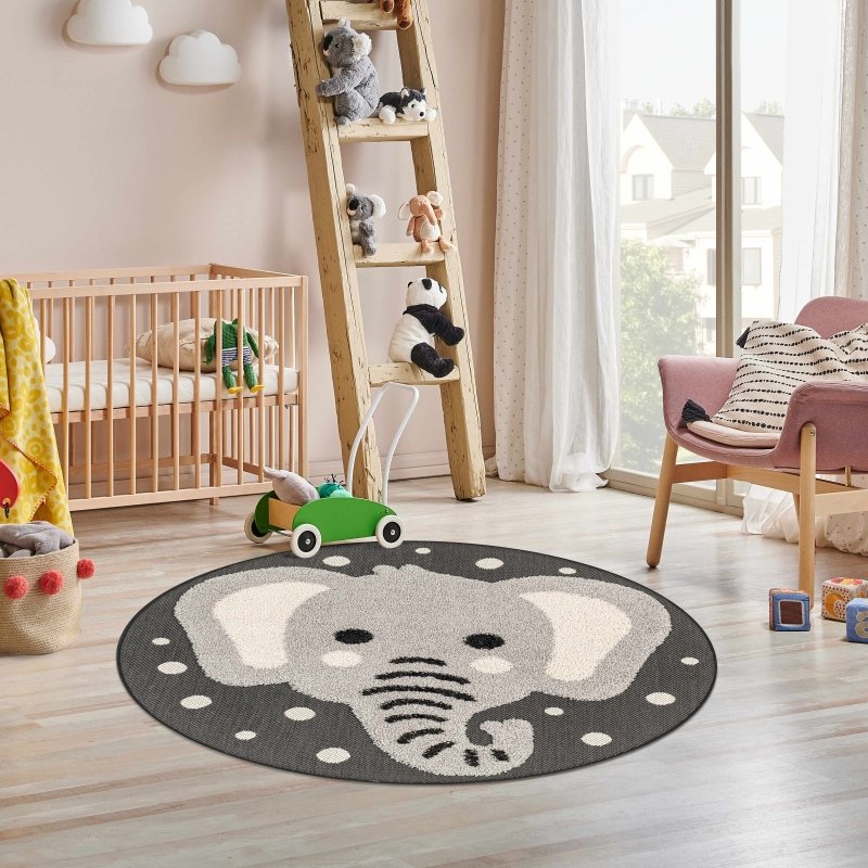 Kids Elephant Animal Print Nursery Area Rug - FCHF CITY