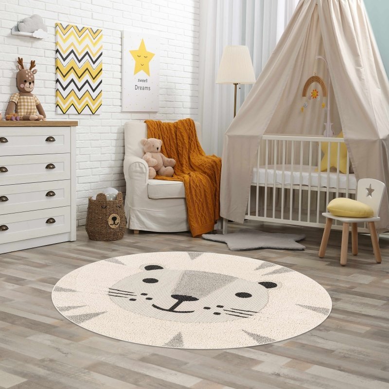 Kids Lion Animal Print Nursery Area Rug - FCHF CITY