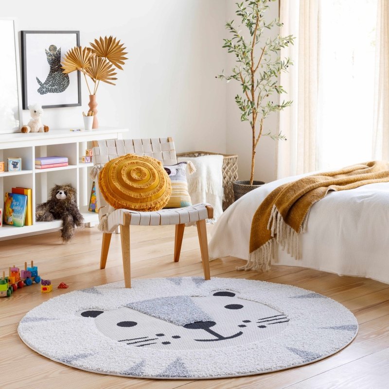 Kids Lion Animal Print Nursery Area Rug - FCHF CITY