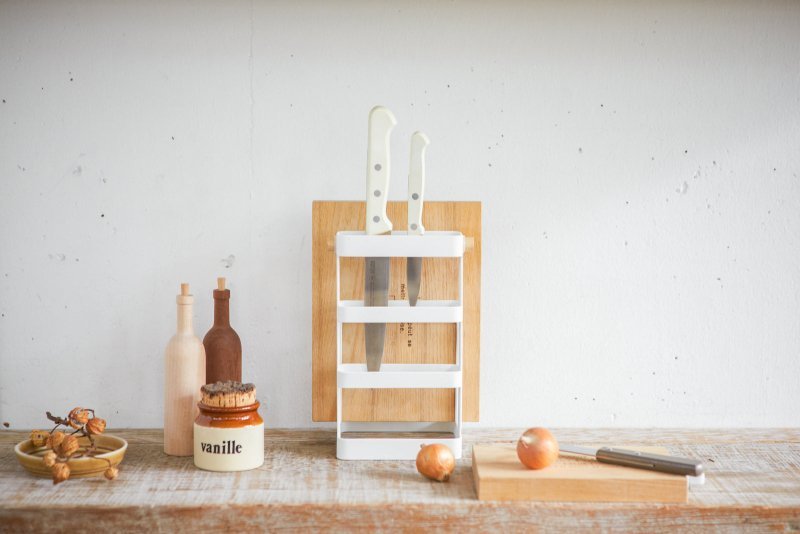 Knife & Cutting Board Stand - Steel + Wood - FCHF CITY