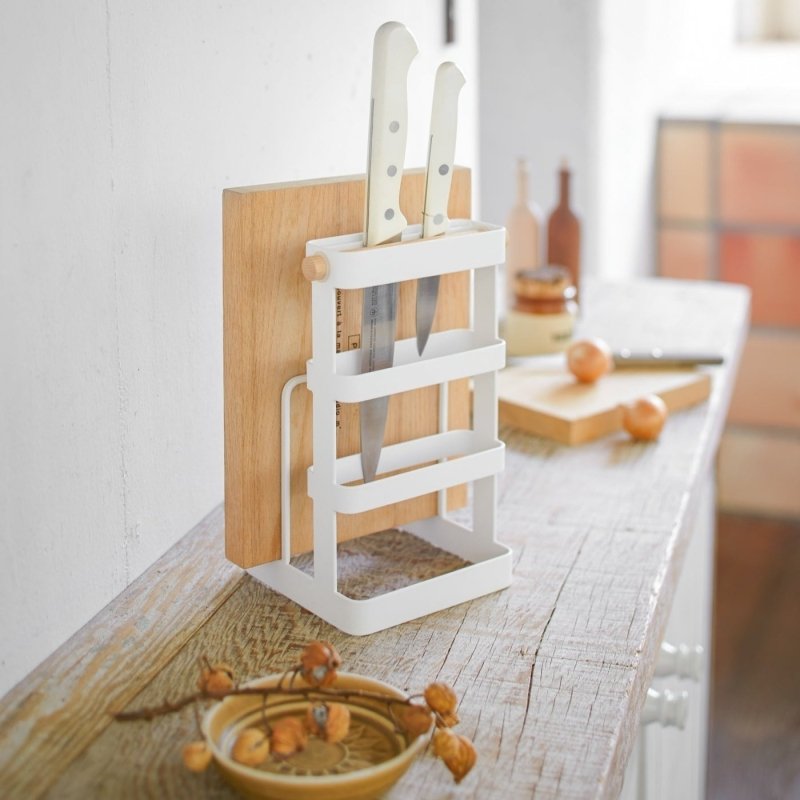 Knife & Cutting Board Stand - Steel + Wood - FCHF CITY