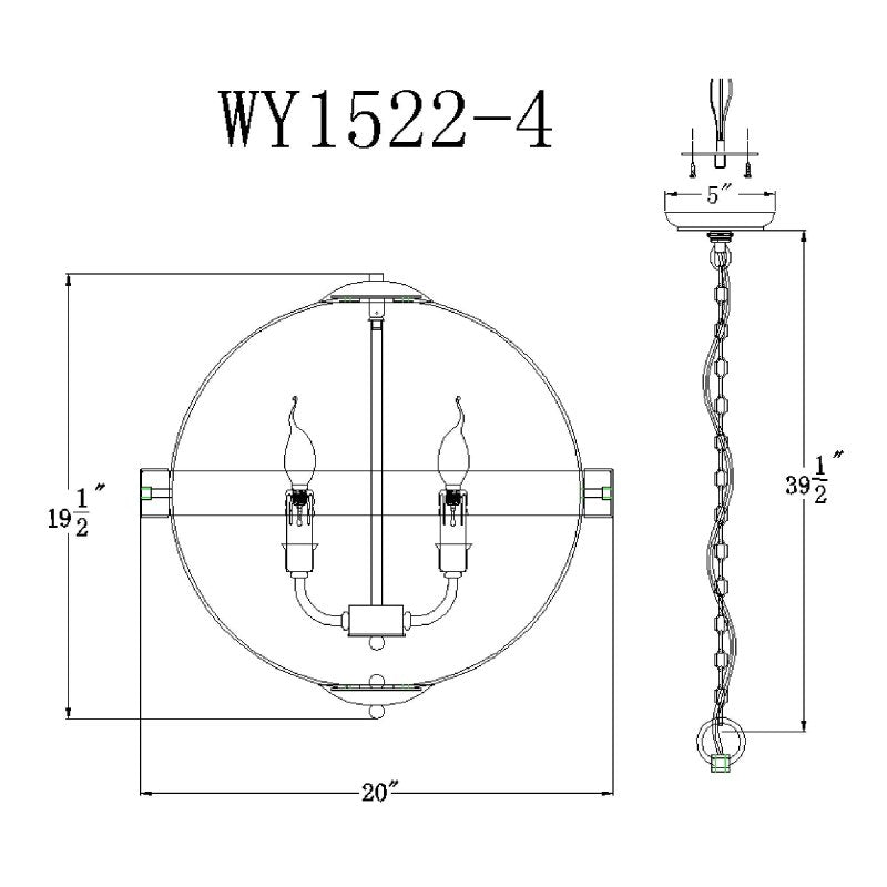 Landwehr 4 - Light Candle Style Globe Chandelier with Wood Accents - FCHF CITY