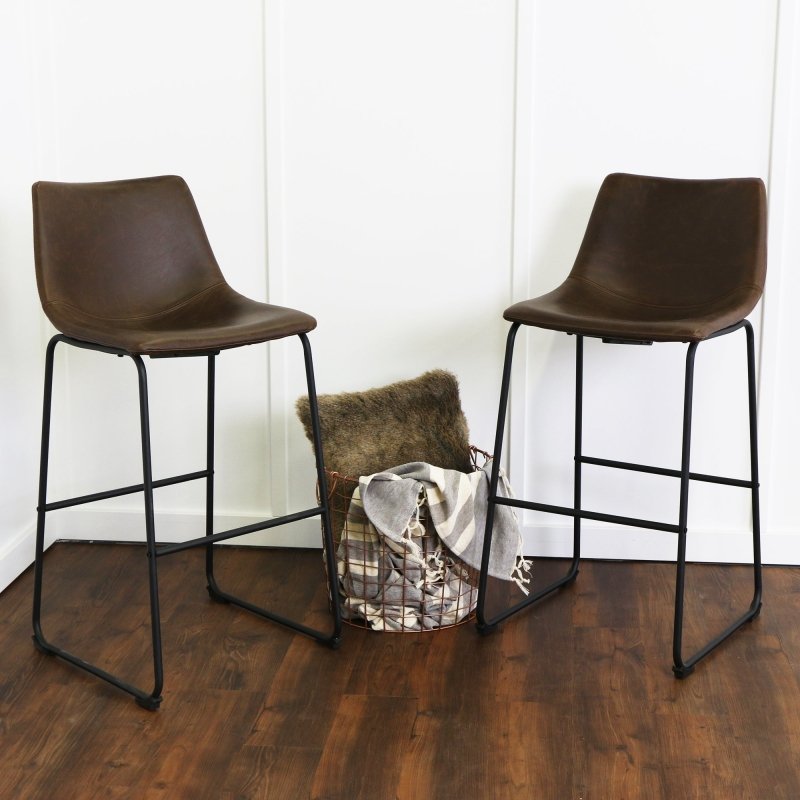 Laton Faux Leather Bar Stool, Set of 2 - FCHF CITY