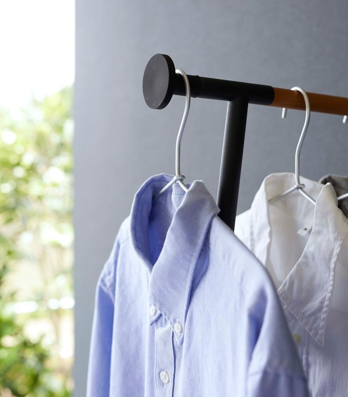 Leaning Clothes Hanger (64" H) - Steel + Wood - FCHF CITY