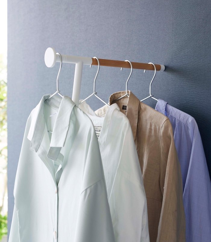 Leaning Clothes Hanger (64" H) - Steel + Wood - FCHF CITY