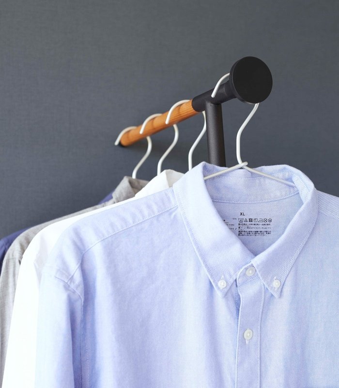 Leaning Clothes Hanger (64" H) - Steel + Wood - FCHF CITY