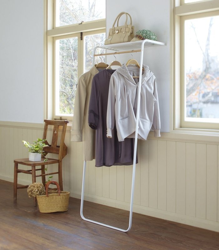 Leaning Coat Rack with Shelf (63" H) - Steel - FCHF CITY
