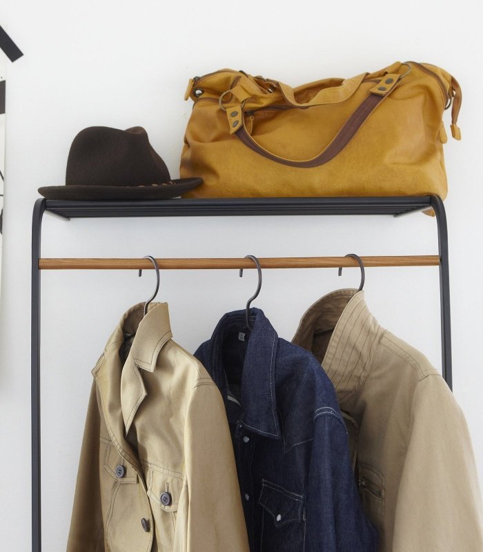 Leaning Coat Rack with Shelf (63" H) - Steel - FCHF CITY