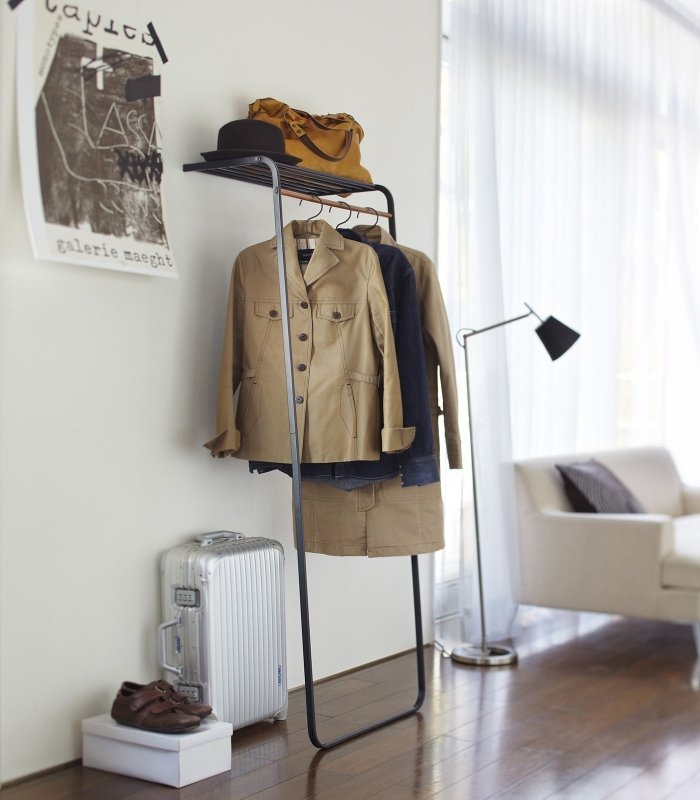Leaning Coat Rack with Shelf (63" H) - Steel - FCHF CITY