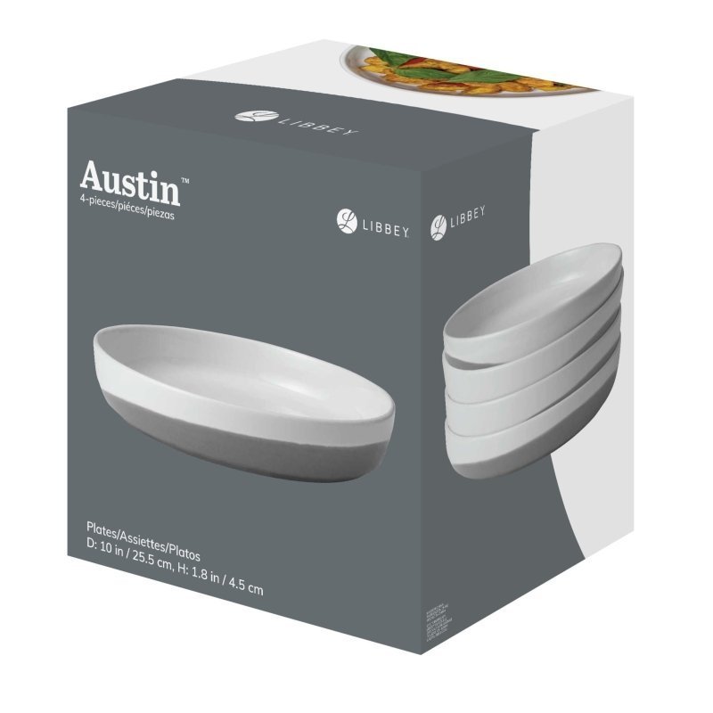 Libbey Austin 10 - inch Porcelain Coupe Dinner Plate, Set of 4 - FCHF CITY