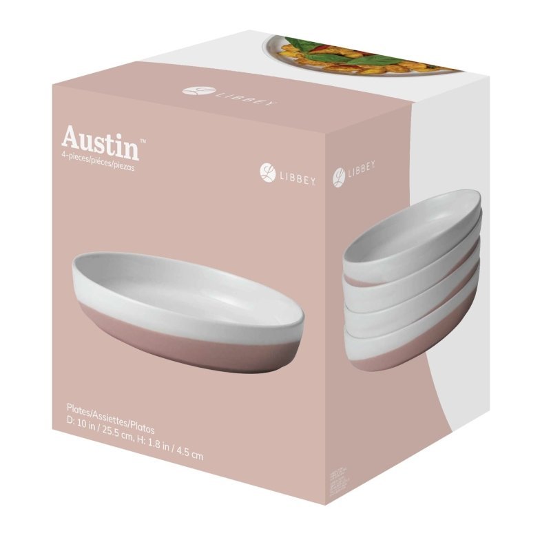 Libbey Austin 10 - inch Porcelain Coupe Dinner Plate, Set of 4 - FCHF CITY