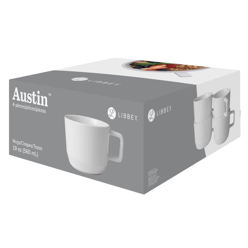Libbey Austin 17.5 - ounce Large Porcelain Coffee Mug, Set of 4 - FCHF CITY
