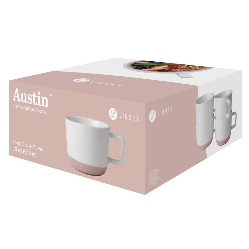 Libbey Austin 17.5 - ounce Large Porcelain Coffee Mug, Set of 4 - FCHF CITY