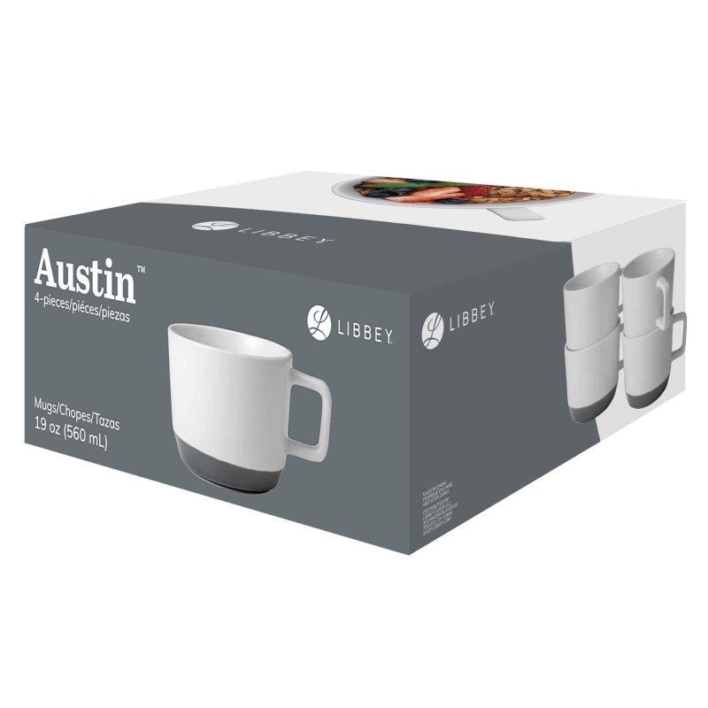 Libbey Austin 17.5 - ounce Large Porcelain Coffee Mug, Set of 4 - FCHF CITY
